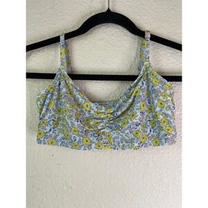 LOFT Beach Floral Cami Top Yellow Blue Adjustable Straps Size S